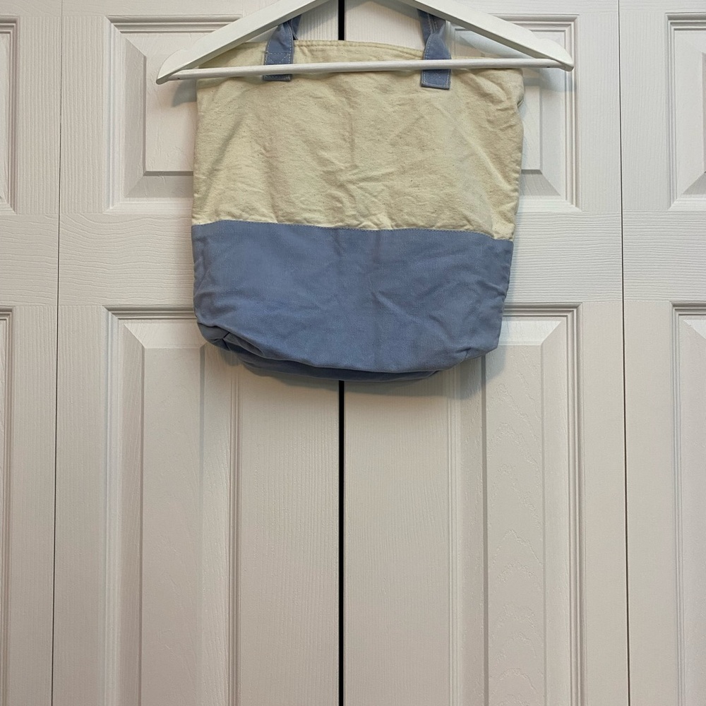 Martha Stewart Two-Tone Cream and Blue Tote - Picture 2 of 2